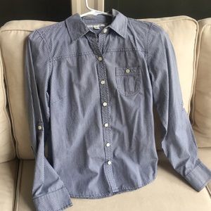 Banana Republic plaid blue/white shirt